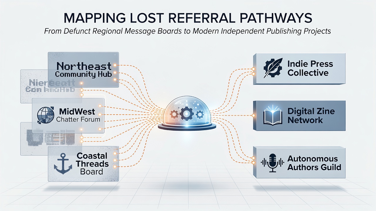 Mapping Lost Referral Pathways from Defunct Regional Message Boards to Modern Independent Publishing Projects